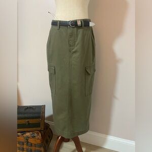Gianni Bini Khaki Midi Cargo Skirt